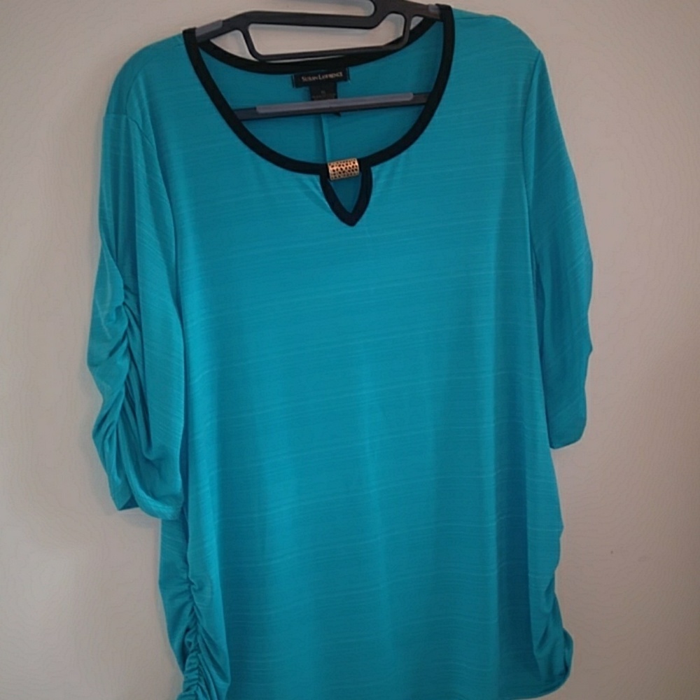 aqua maternity blouse